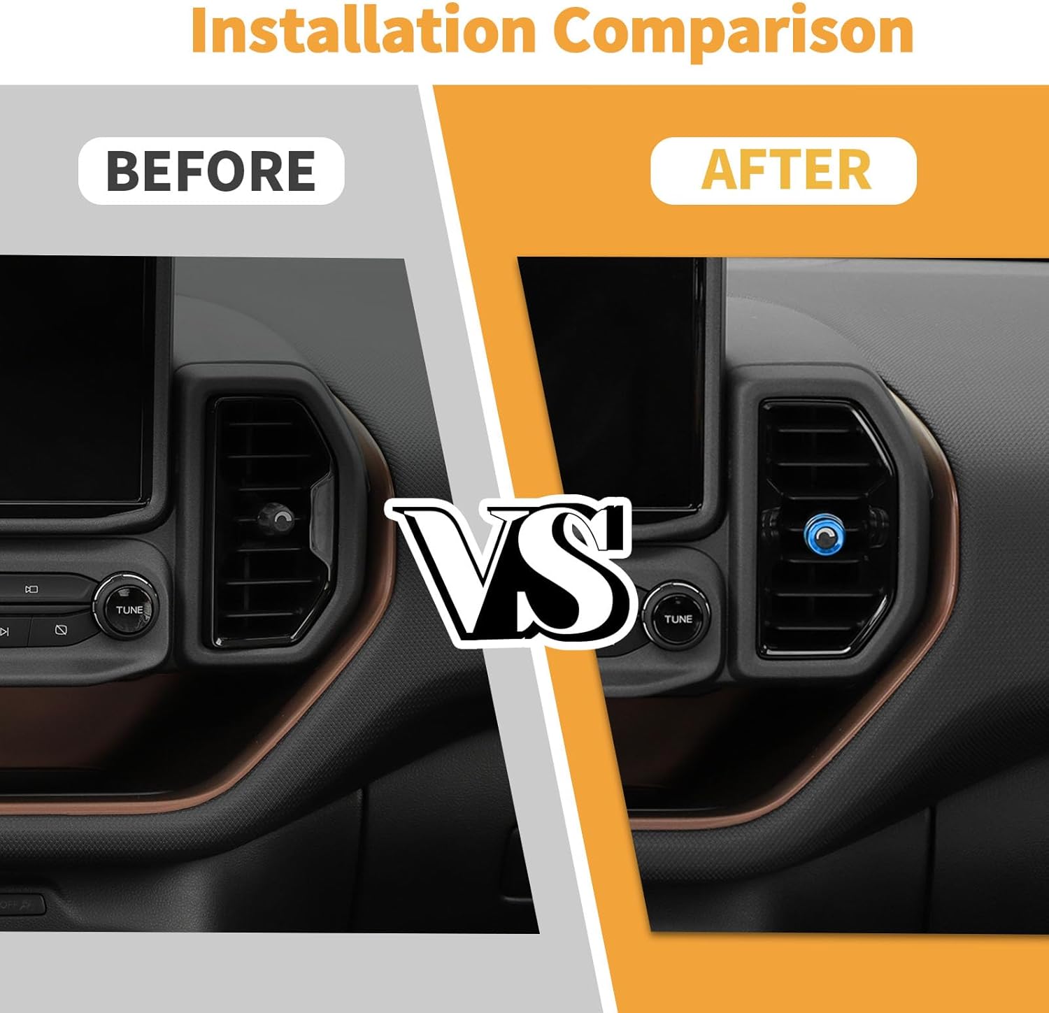 Jimen Compatible with Ford Bronco Sport 2021-2023, 4PCS Center Console Dash Air Vent AC Knob Cover Trim Ring (Blue)