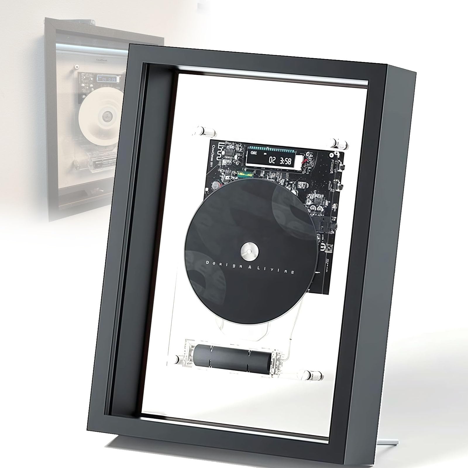 Montabile a parete lettore CD cornice fotografica decorativa, Bluetooth 5.0, uscita AUX, telecomando, perfetto per casa, ufficio e corridoio, cornice musicale
