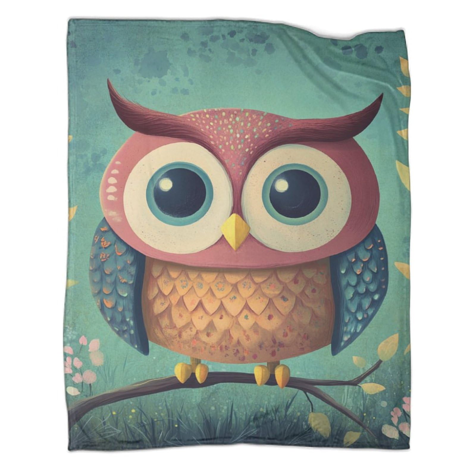 Couverture polaire chouette douce idée cadeau hivernal utile pour toute la famille 150x200cm