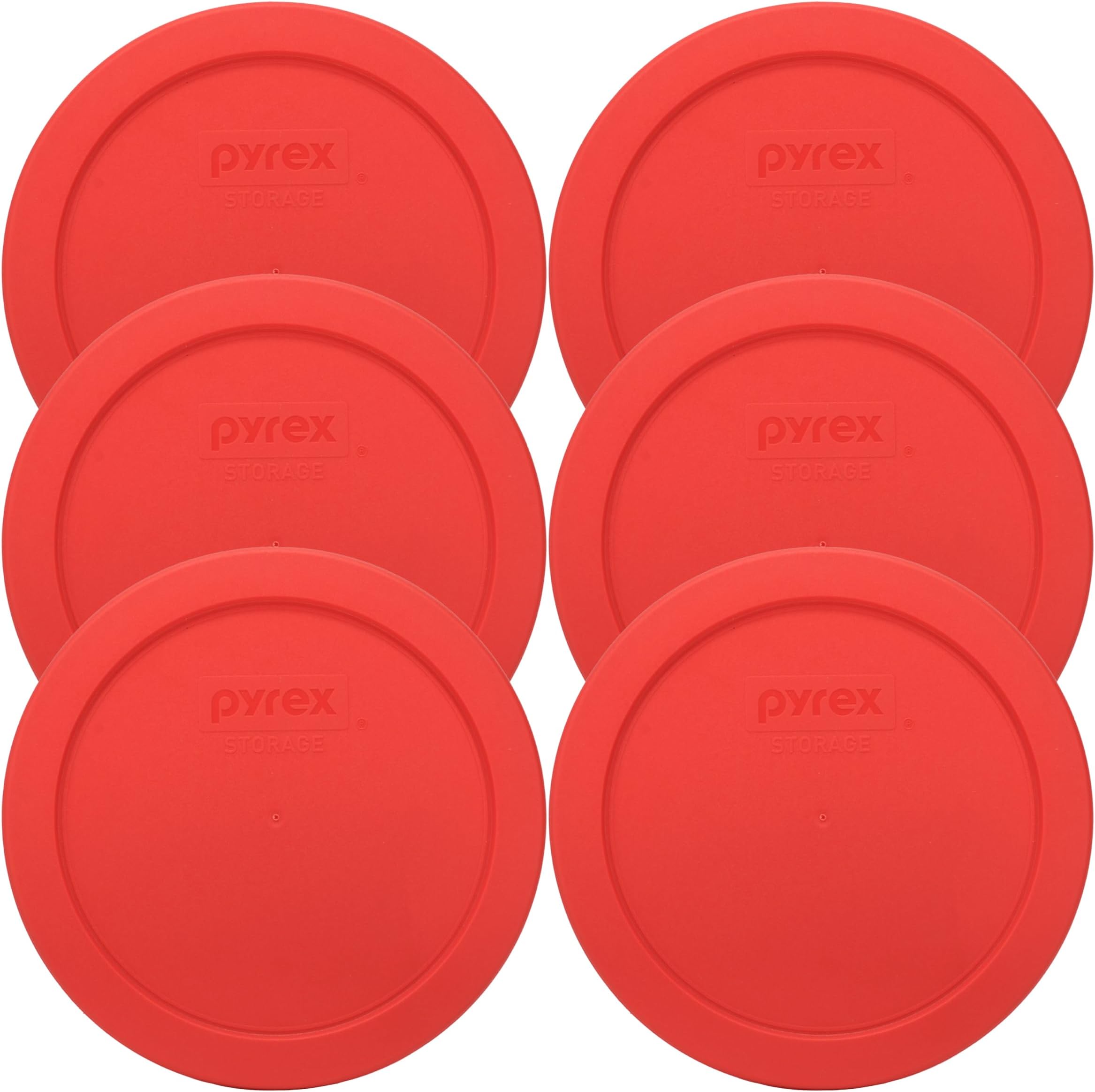 Pyrex 7201-PC 4-Cup Red Food Storage Replacement Lid (6-Pack) - Made in USA