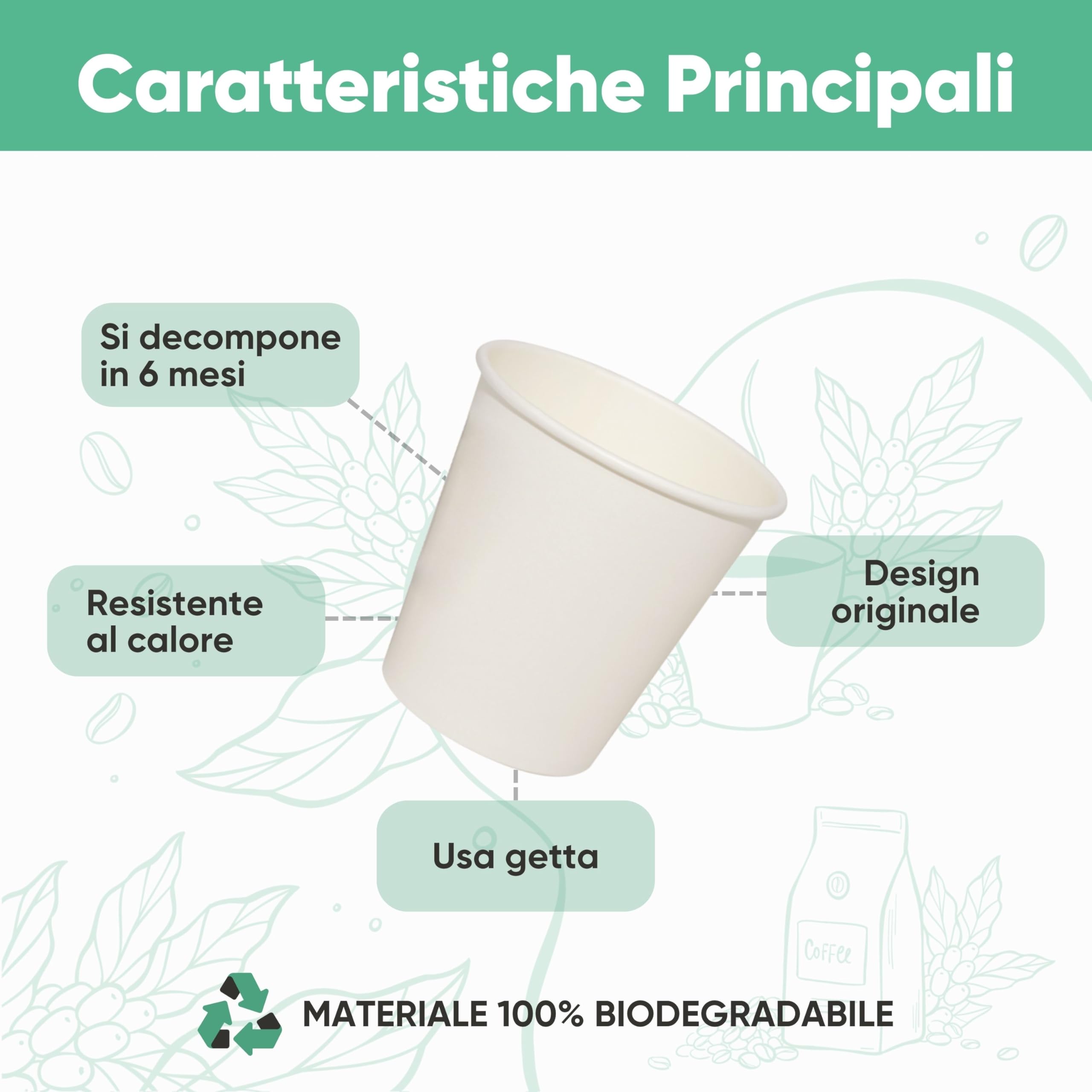 500 Bicchieri di Carta con Coperchio di Plastica da 360ml - Per Caffè Lungo, Espresso, Ginseng, Acqua o Cocktail - Adatti all'Uso Domestico, e Attività, Bianchi