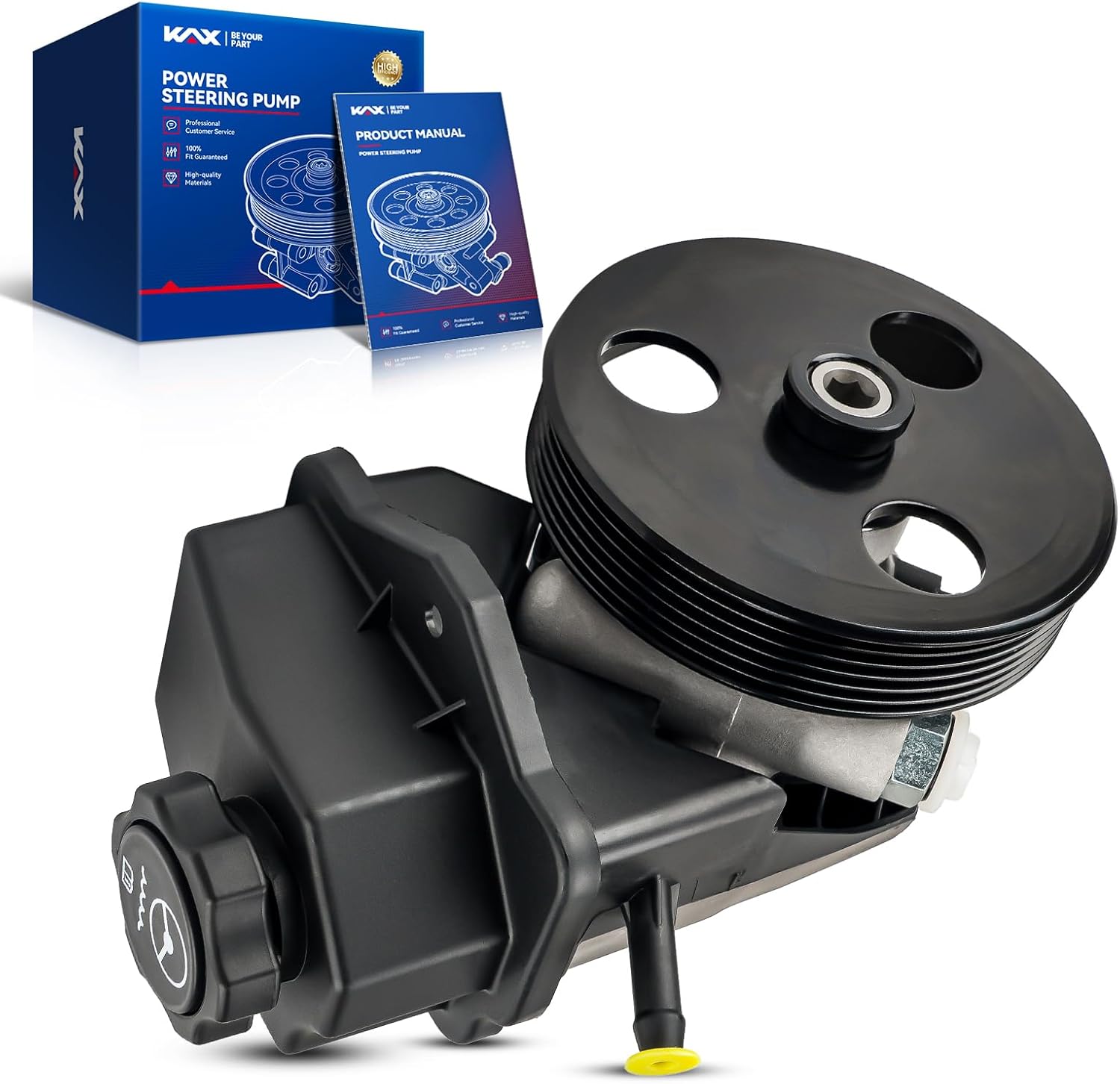 KAX 20-69989 Power Steering Pump with Pulley Reservoir, for 2006-2011 Impala 3.5/3.9L, 2006-2007 Monte Carlo 3.5/3.9L, OE# 88964571、15267585