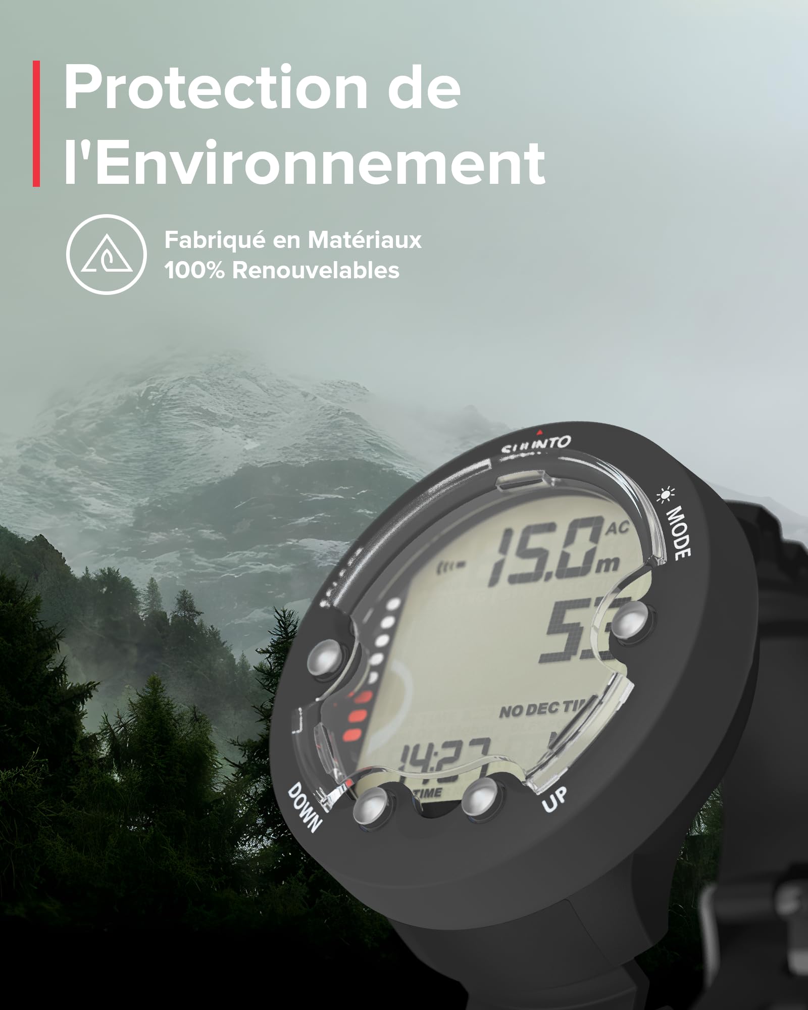 SUUNTO Dive Zoop Novo Montre de Plongée Numérique avec Grand Écran Rétroéclairé, Étanche à 80 m, Ordinateur sous-Marine avec Fonctions de Réveil, Météo, 1.5 Ans d'Autonomie en Mode Subaquatique