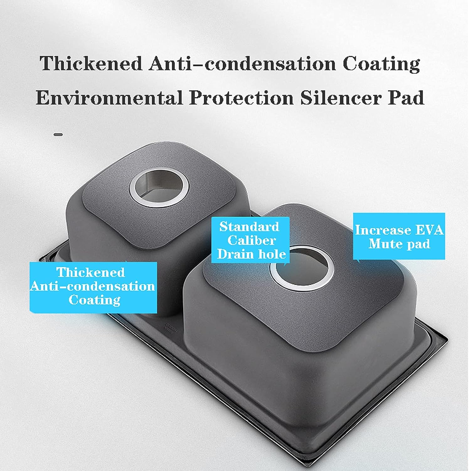 Kitchen Sink,Double Bowl Sink,Stainless Steel Sink for Top Mount and Flush Mount,Including Drainage Fittings(Size:7843,Color:Black)