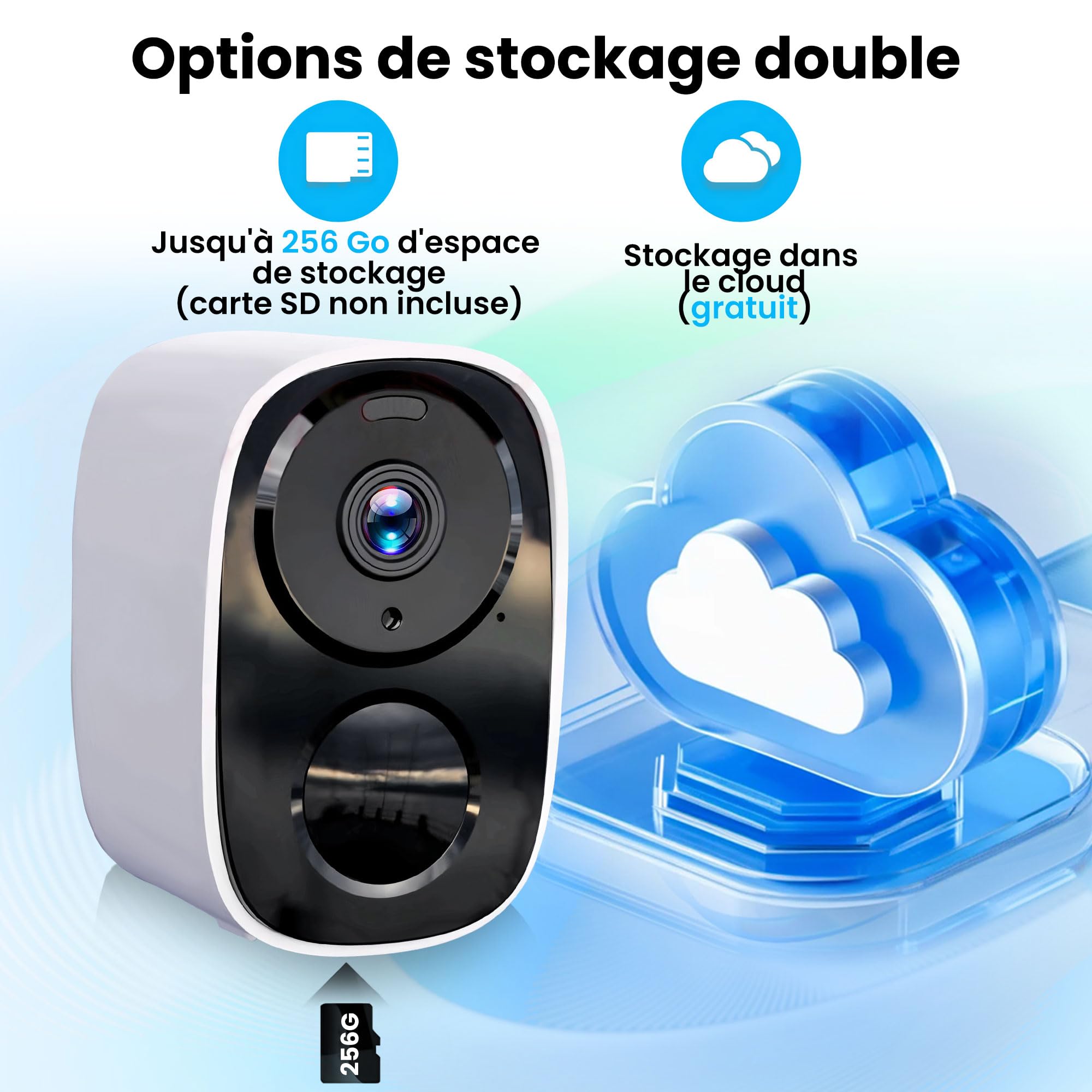 Funstorm 2K/3MP Caméra Surveillance Extérieur sans Fil à Batterie, Double Bande Wi-FI 2.4G/5GHz, Audio Bidirectionnel,Détection de Mouvement, Vision Nocturne en Couleur, IP66, Stockage Cloud Gratuit