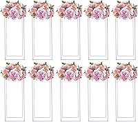 Vista 1 de YIYIBYUS 10 piezas de centro de mesa de boda jarrones dorados, arco de globo de metal blanco, telón de fondo de flores, marco de exhibición