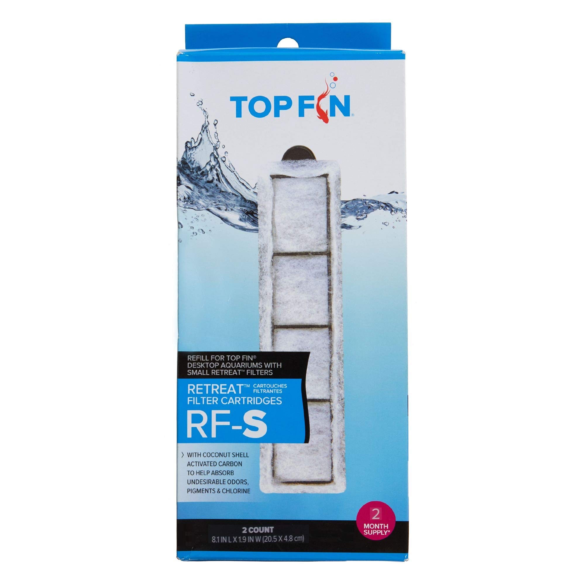 Top FinRetreat RF-S Filter Cartridges (Small) Refill for Desktop Aquariums with Small Retreat Filters - 8.1in x 1.9in (2 Count)