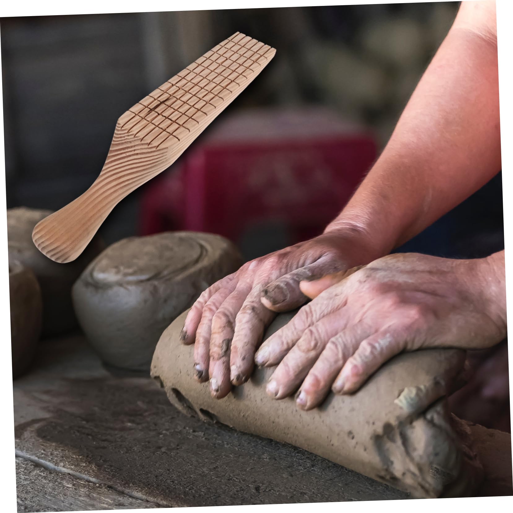 Artibetter Batacchio di Argilla Pagaia per Ceramica Strumenti per Modellare L'Argilla Pagaie per Modellare La Ceramica Strumenti Artistici Testurizzati Grandi Morbidi E
