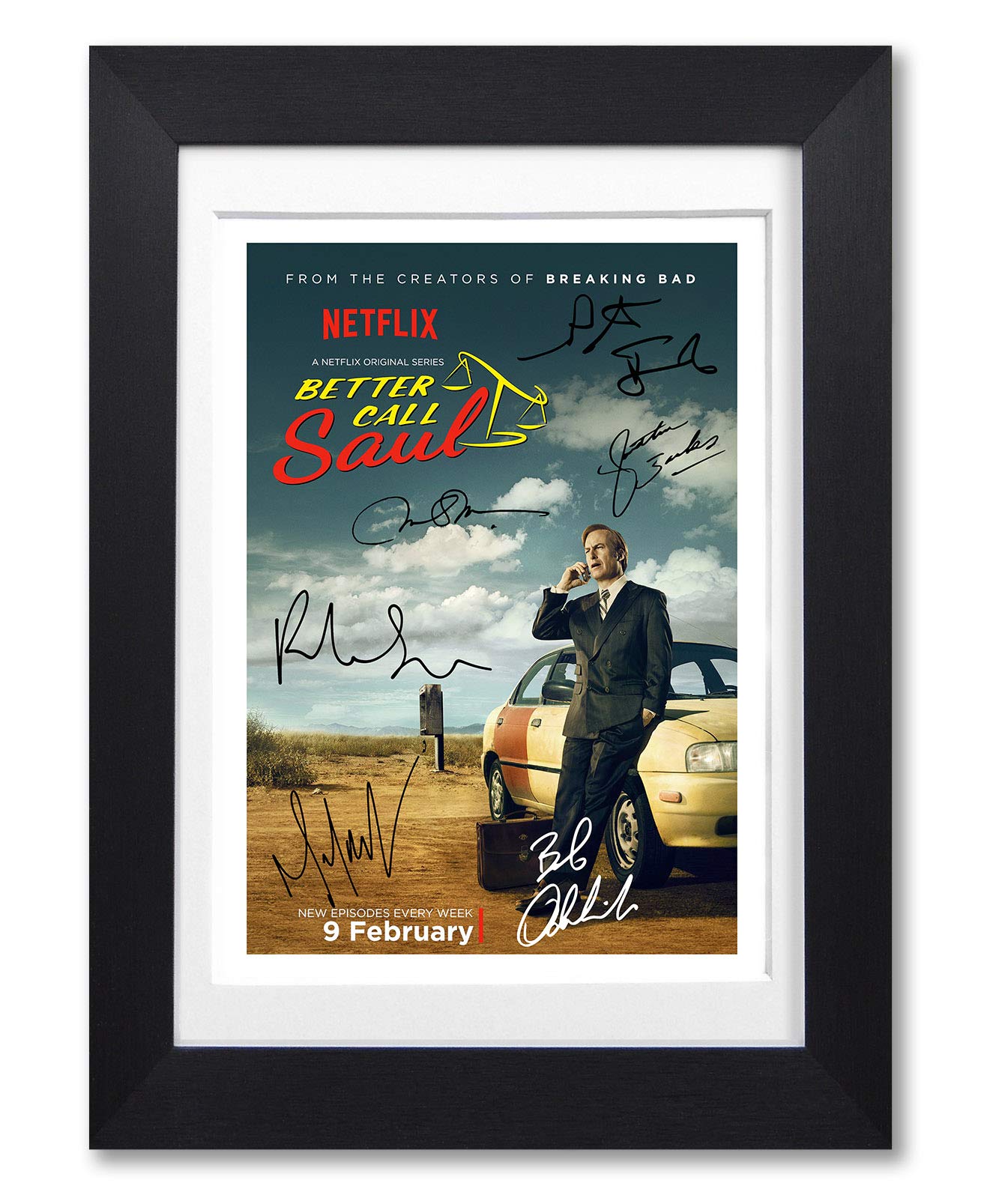 Memorabilia A4 Black Framed & Mounted Better Call Saul Cast Signed Autograph Signature A4 Poster Photo Print Photograph Wall Art Picture Tv Show Series Season Dvd Boxset Present Birthday (A4 Black Framed & Mounted)