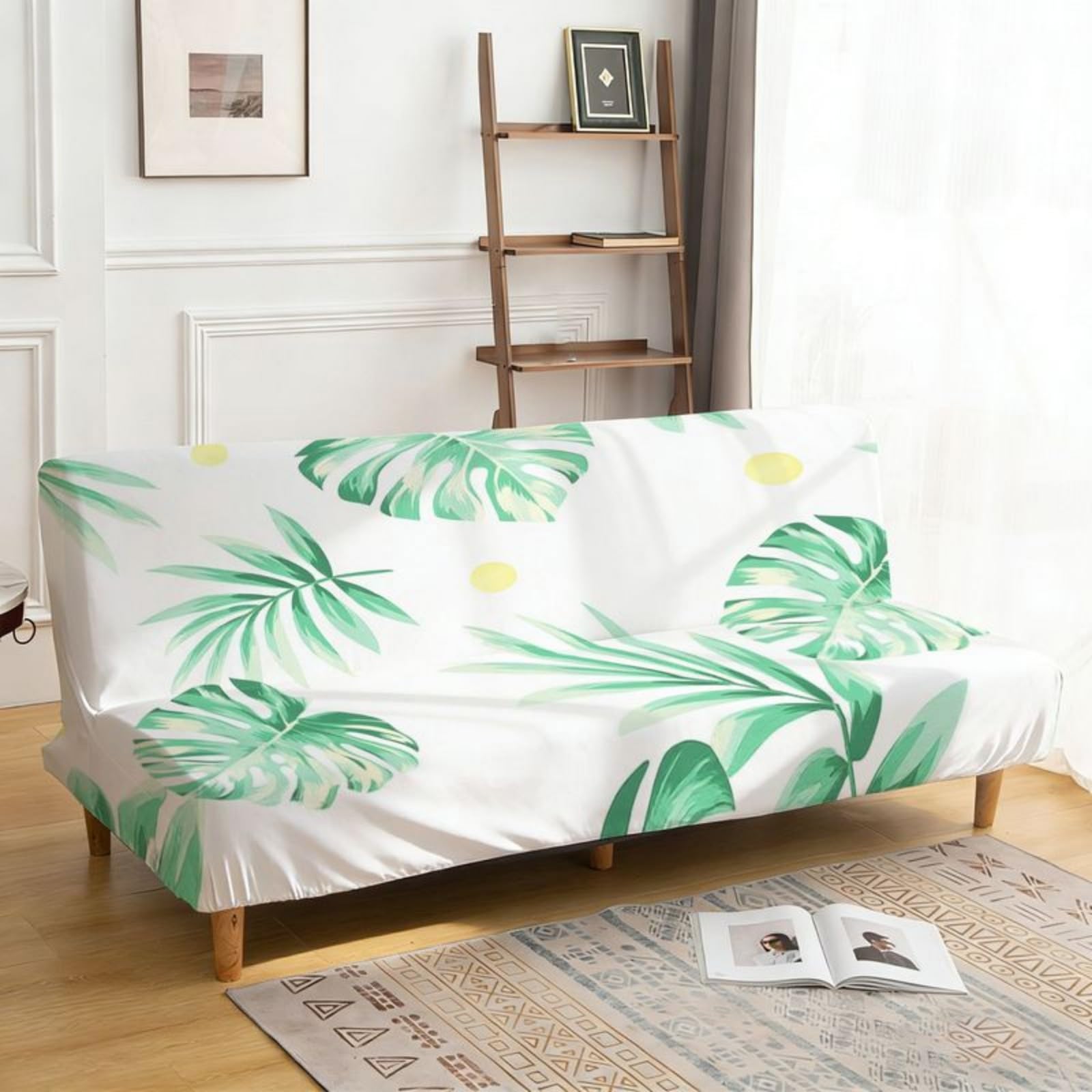 boiszeda Armless Sofa Bed Cover, Spandex Stretch Futon Slipcover(160-190cm)