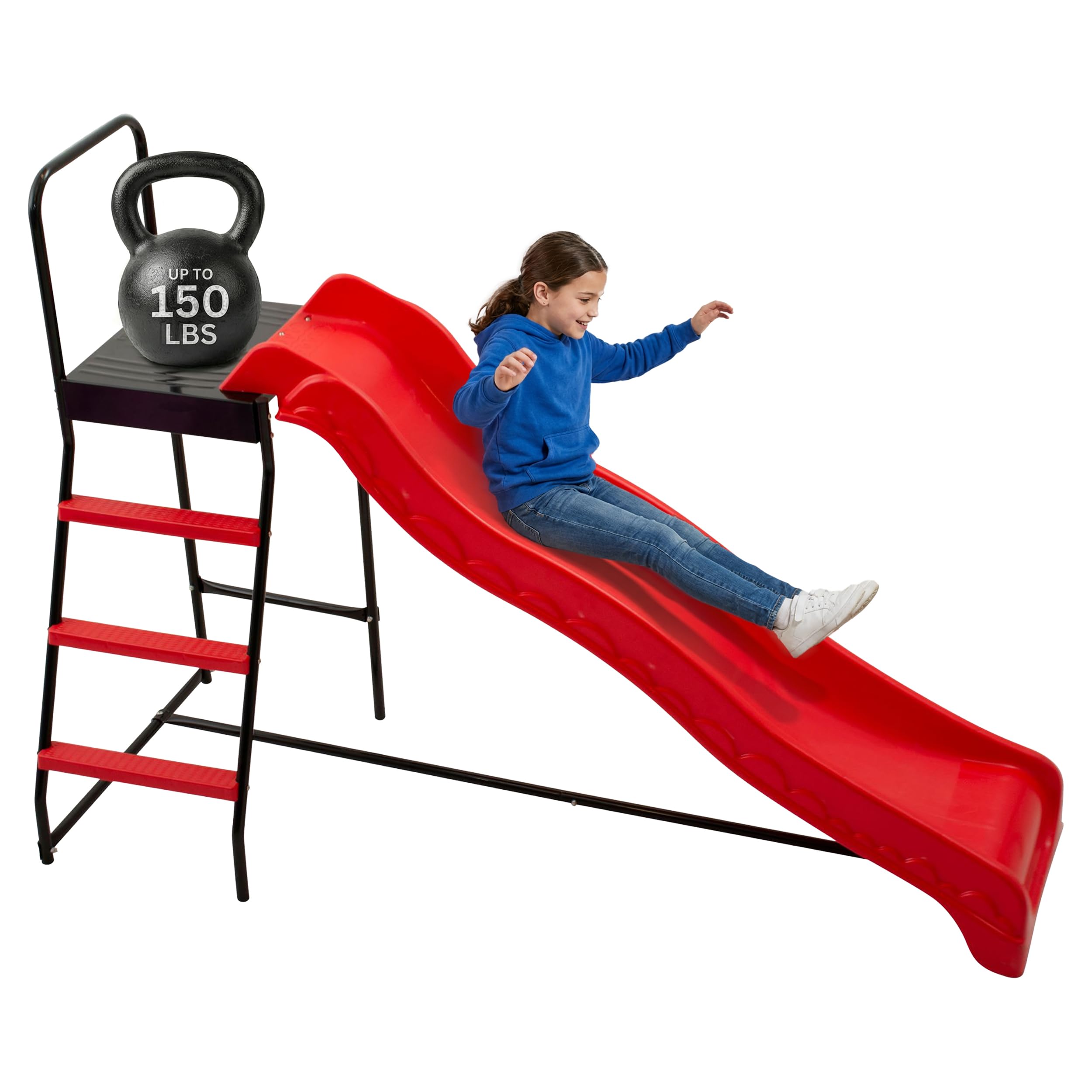 Machrus Upper Bounce Trampoline Step N Slide | Fun Indoor & Outdoor Ladder and Wave Slide Set – Perfect for Round or Rectangle Trampolines with or