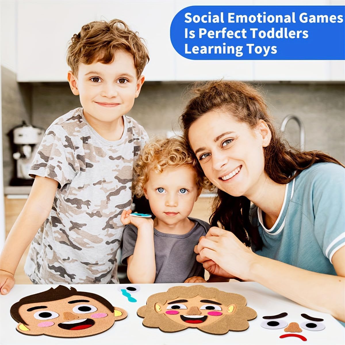 113 Pcs Emotion Learning Felt Board Set for Kids, Montessori Sensory Toys, Interactive Storytelling Kit with 6 Facial Expressions, Early Education Tool for Toddlers