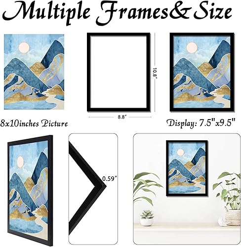 Miniatura 3 de keibiubu Marco de fotos negro, marco de fotos de 8 x 10 pulgadas para póster de fotos, lienzo, certificado, exhibición de documentos, horizontal o