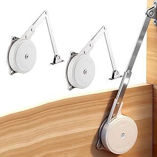 2 Pack Toy Box Hinges Soft Close Lid Support Hinge Safety Heavy Duty Folding Storage Lid Stay Buffer Chest Hinges for Upward and Top Opening Flap Doors Wooden Toy Box, Benches, Trunk(White)