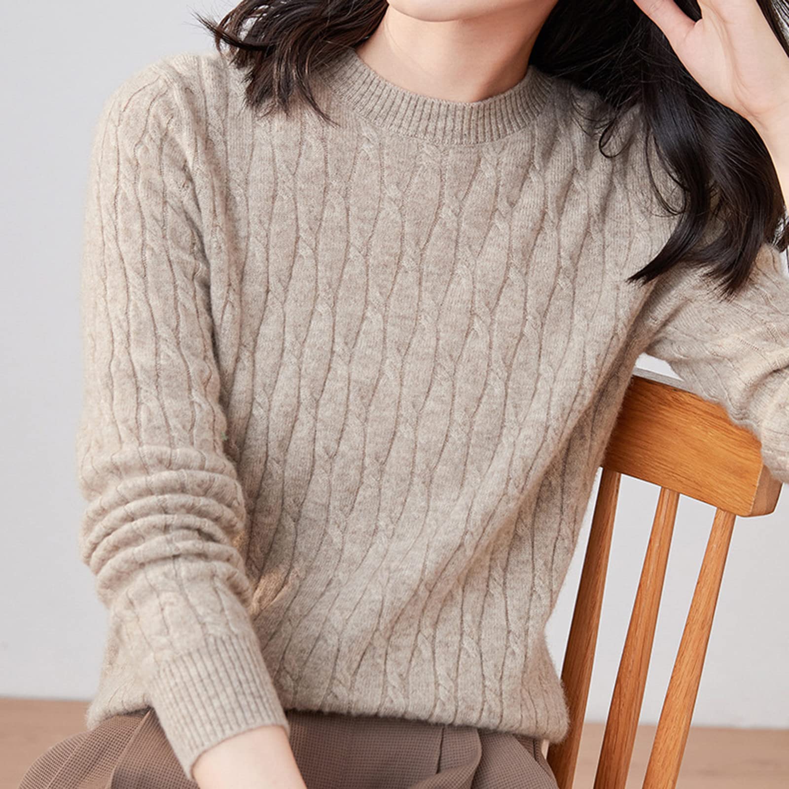 Amazon.co.jp: レディース ニット セーター、95% ウール カシミヤ  