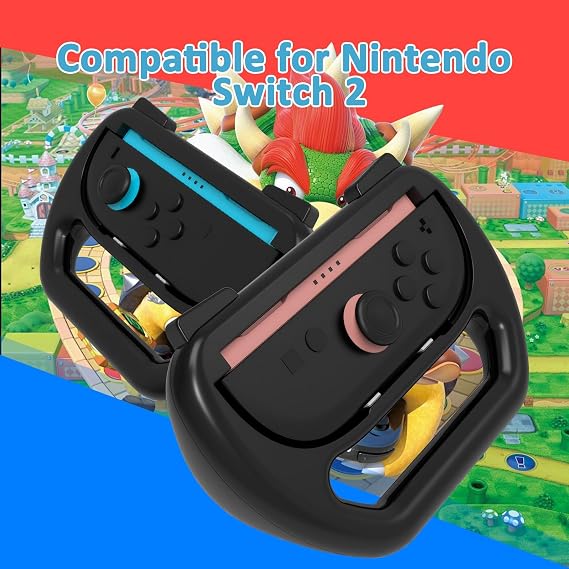 Homiflex 2er Pack Switch 2 Lenkrad Controller für Joy-Con, Lenkräd für Switch 2 Zubehör, für Mario Kart, Rennspiel Spiele, Schwarz