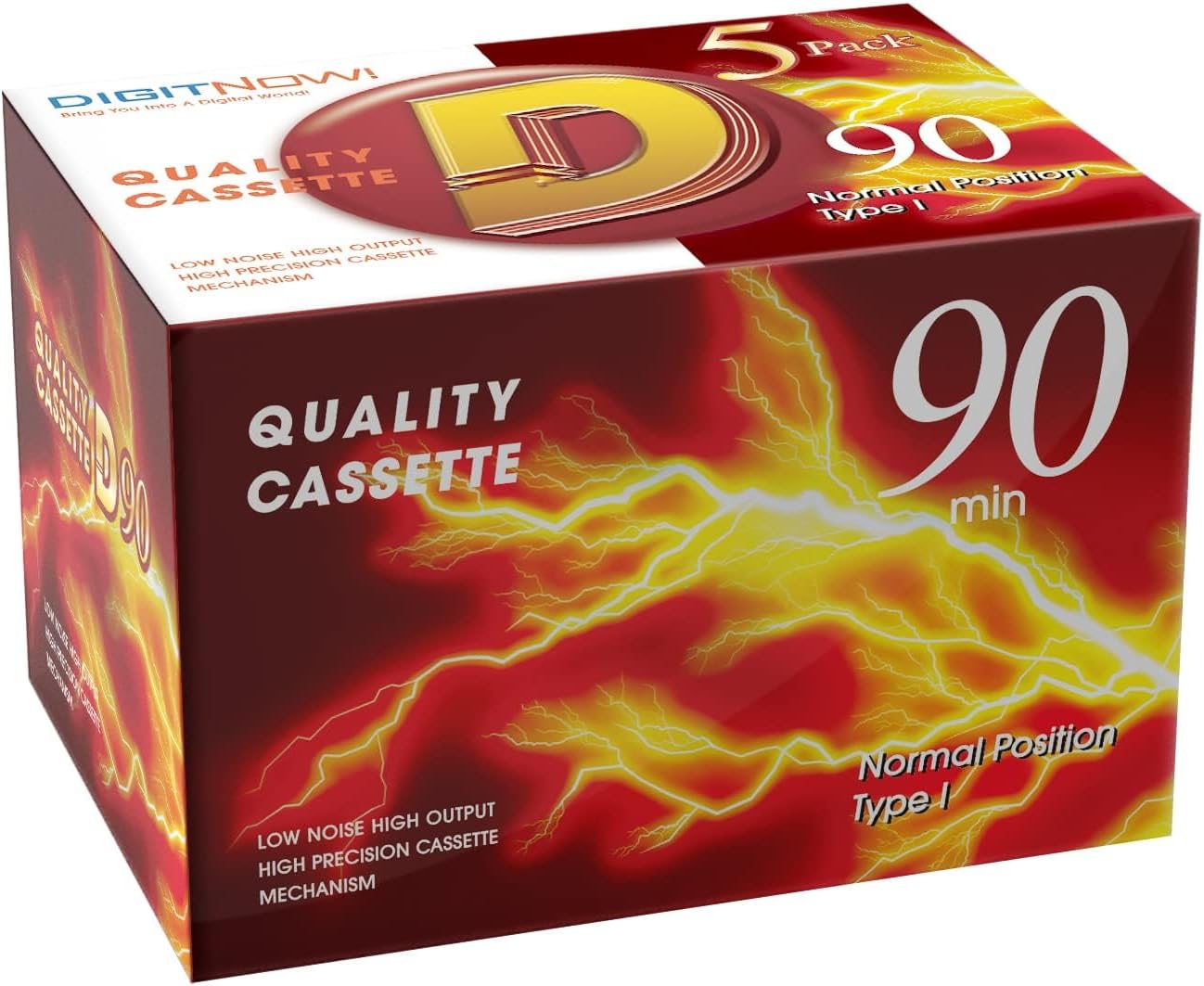 Blank Dictating Audio Cassette Tapes, Low Noise High Output - 90 Minute Recording Time for Lectures, Study, Music, Everyday Voice Recording (Pack of 5)