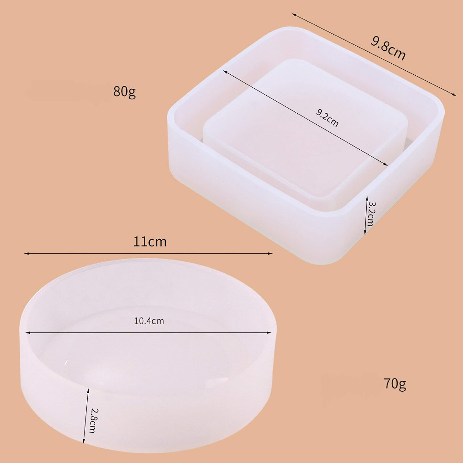 Resin Casting Mold Kit 6pcs DIY Clear Silicone Epoxy Resin Molds Hollow Resin Mold for Casting Pen Holder,Candle Holder,Coaster,Ashtray, for Art Craft Lovers - Image 5