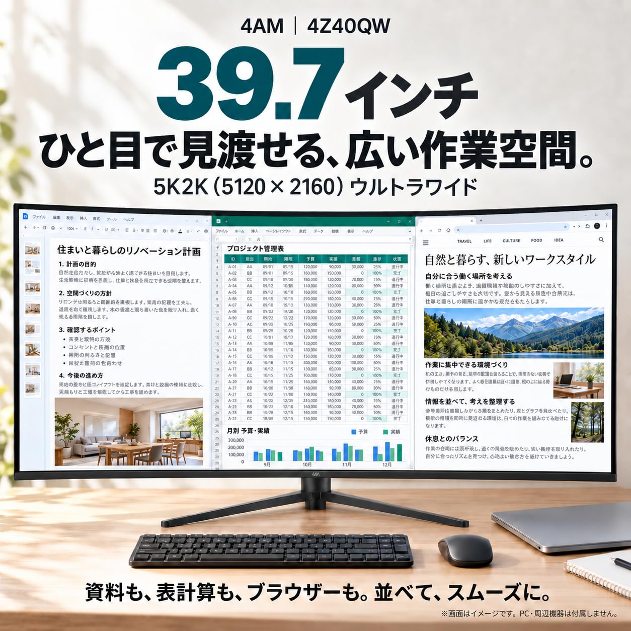 Amazon.co.jp: 4AM 39.7インチ 5120×2160 ウルトラワイドモニター