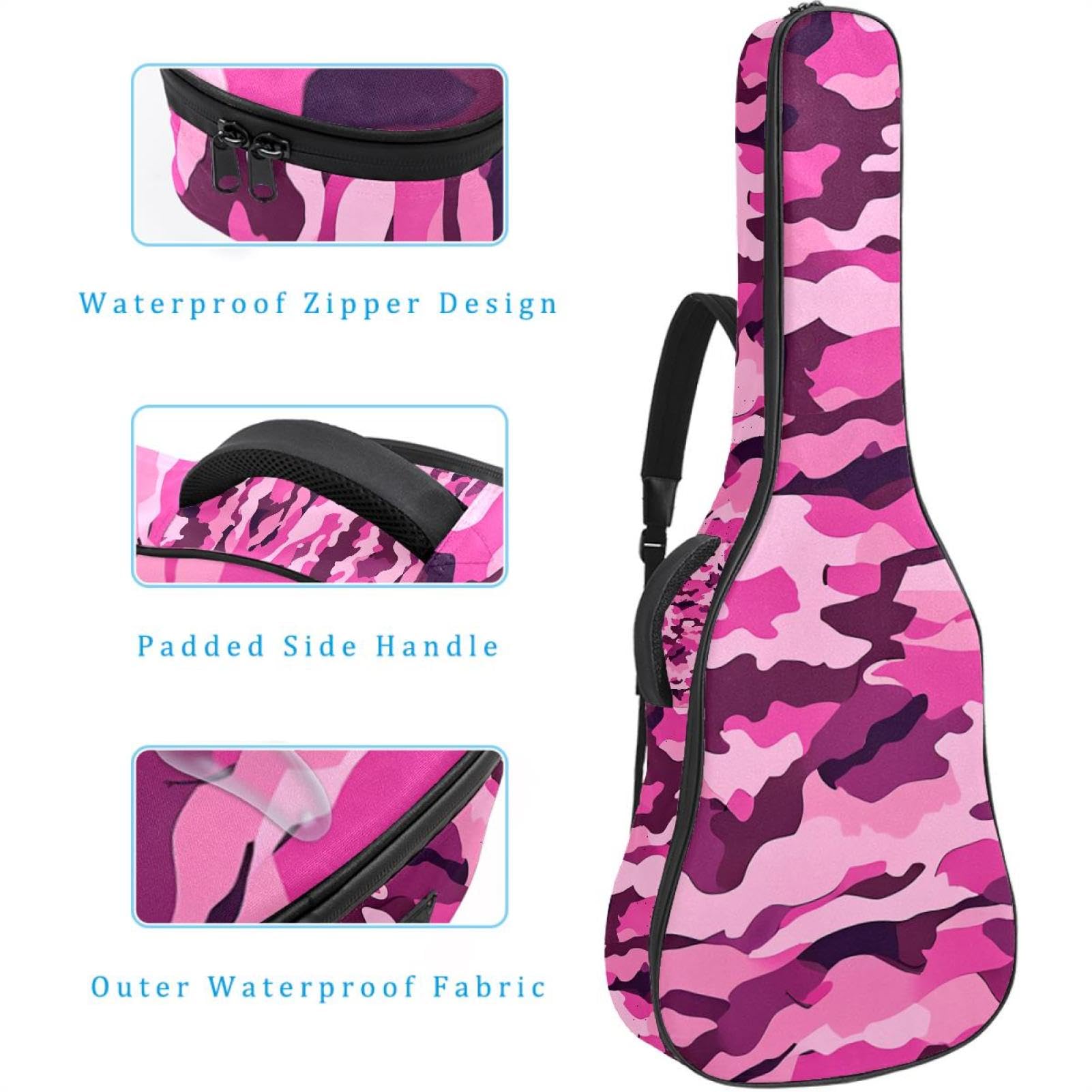 Magnifique étui pour guitare acoustique 40/41/42 pouces avec rangement et protection, motif camouflage jaune, Multicolore #08, 42.9x16.9x4.7 in, Sac pour guitare
