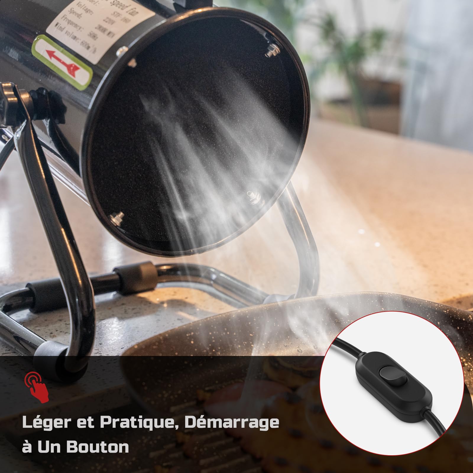 Hotte Aspirante Portable 40W 600m³/h Ventilateur d'Extraction -avec 10 Filtre Charbon Actif/ 120°Réglable/Silencieux/en Alliage Aluminium - pour Ventilation et Évacuation Air dans Cuisine/VR