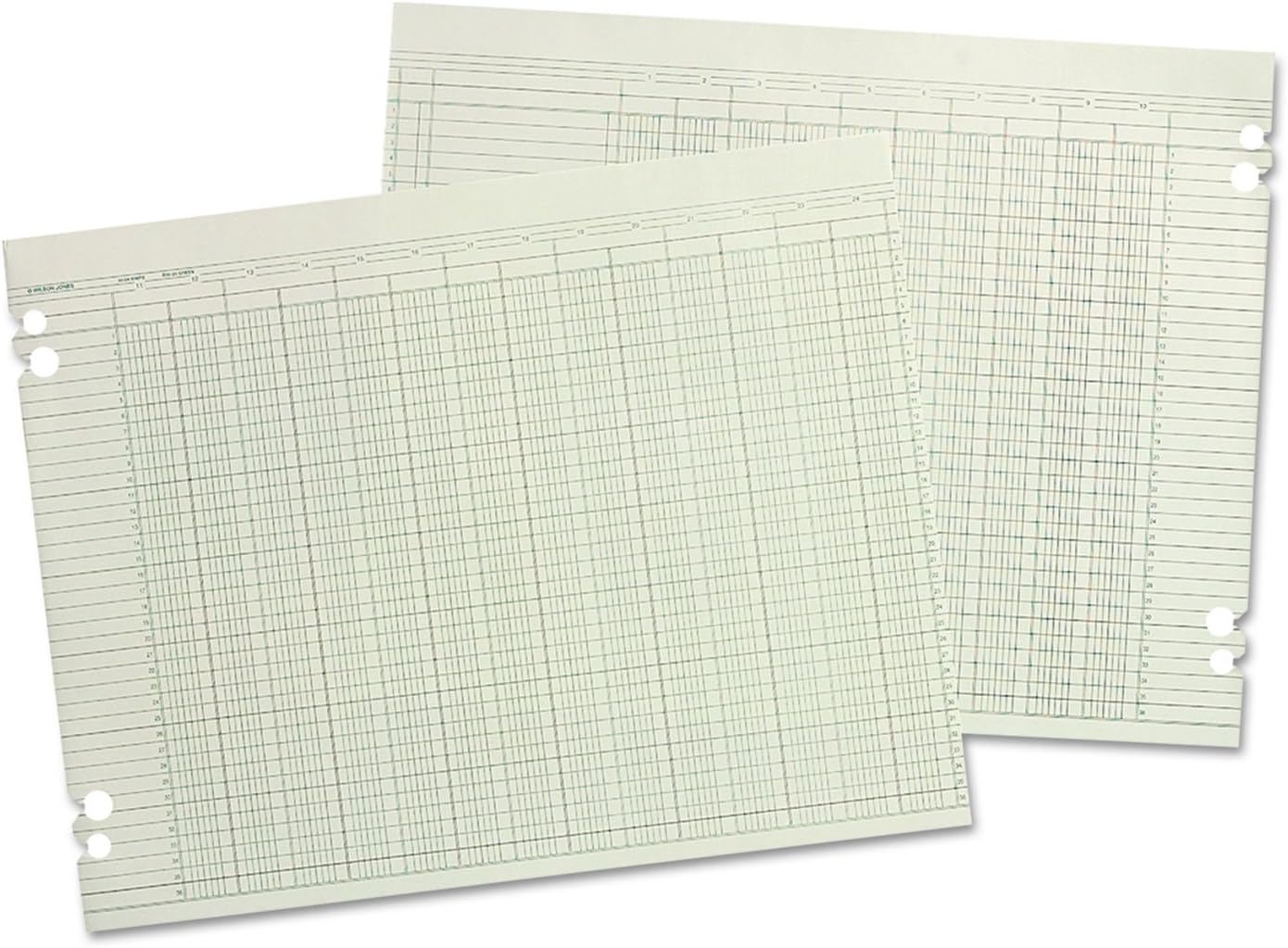 Wilson Jones WLJG3024 Green Columnar Ruled Ledger Paper, Double Page Format, 24 Columns, 36 Lines, 11 x 14 Inches, 100 Sheets, Pad Style (WG30-24A)