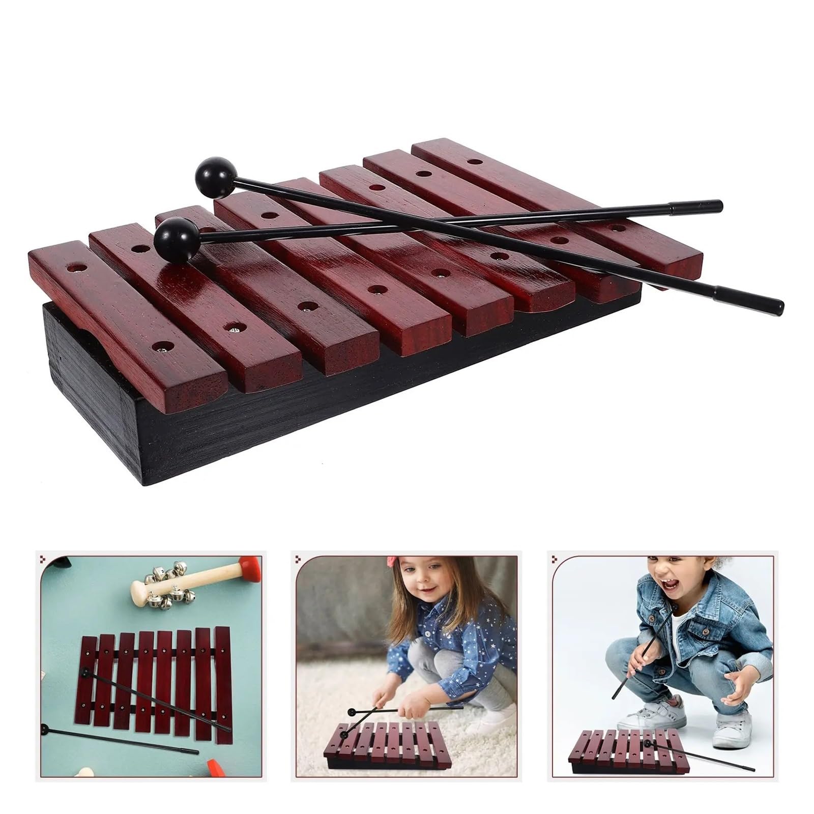 Xylophone Xylophone à Huit Notes, Instrument de Musique à Percussion à Frappe Manuelle