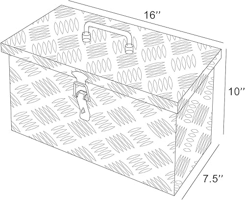 Miniatura 2 de 16 pulgadas de largo x 7.5 pulgadas de ancho x 10 pulgadas de alto, caja de herramientas de almacenamiento de remolque, cerradura de aluminio