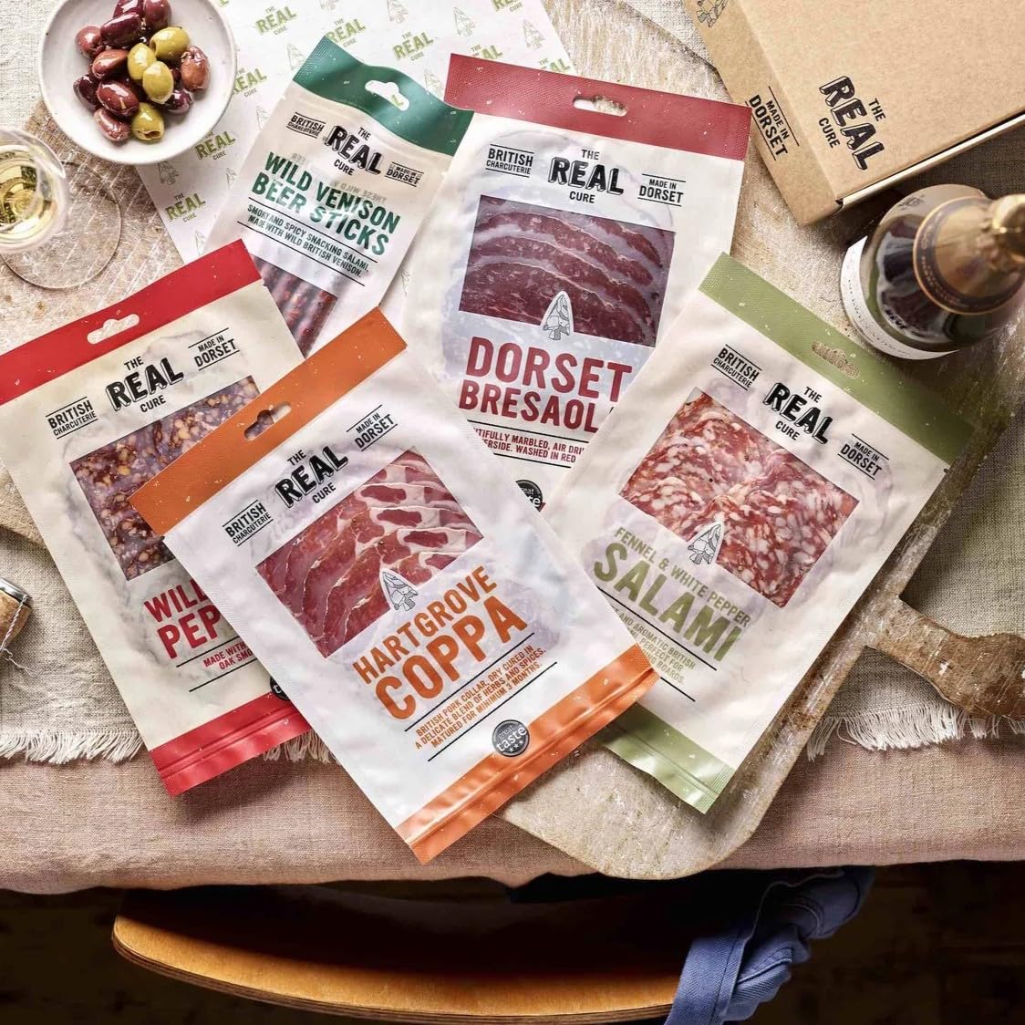 The Real Cure - Dinner Party Charcuterie Box - The Perfect Meat Selection to Share with Friends and Family - Pre-Sliced, No-Cook Nibbles