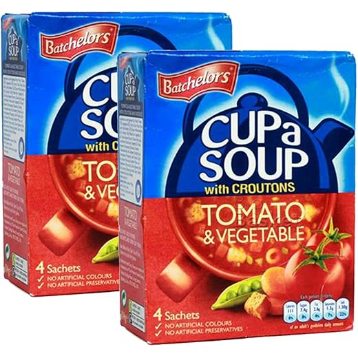 Batchelor's Cup a Soup with croutons 4 Sachets - Tomato & Vegetable - 2 Pack, 2 X 104 g
