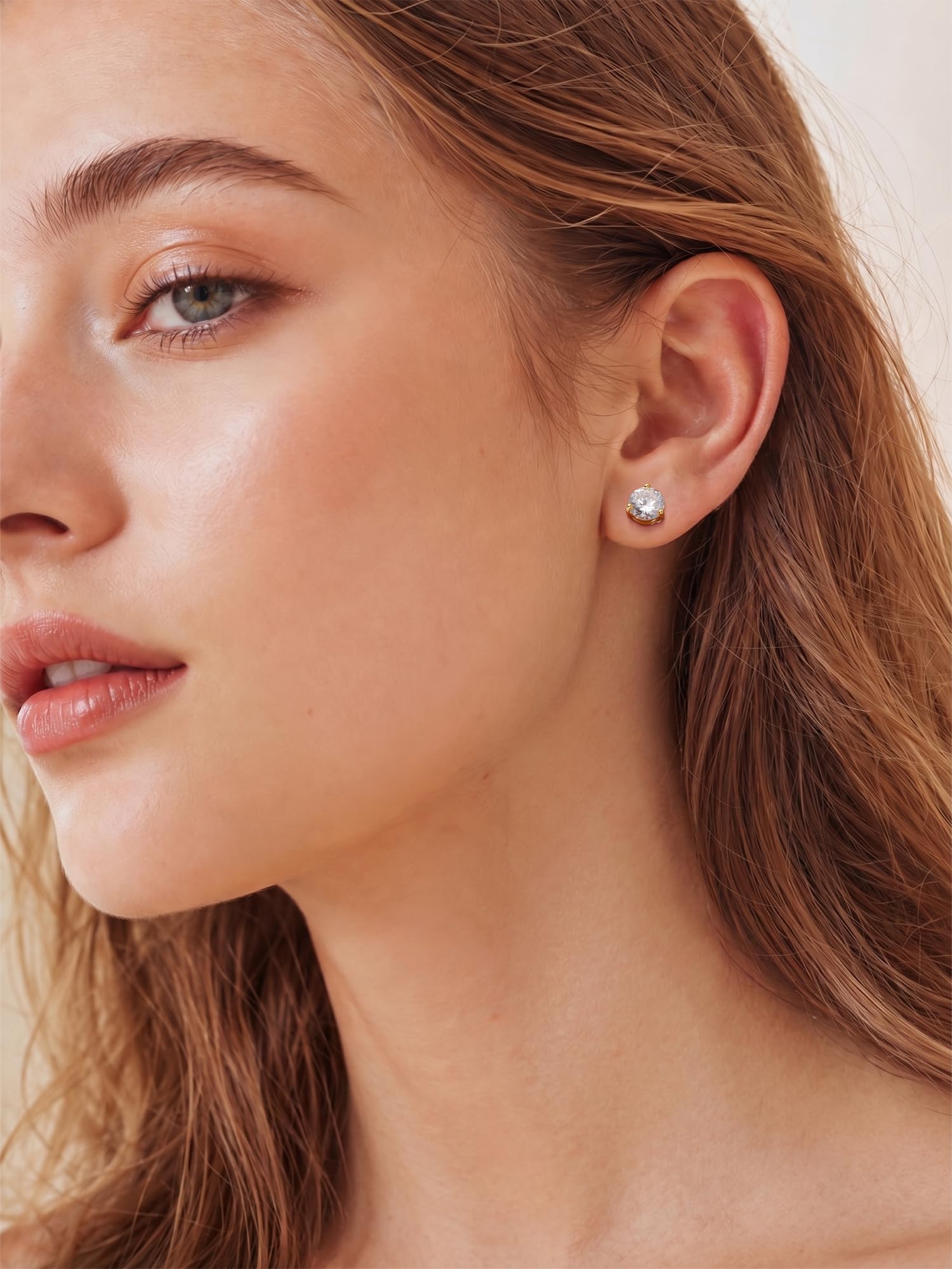 JustBeingCute Ohrringe Gold 585 Vergoldet Ohrstecker Silber 925 Zirkonia | Ohrstecker Gold mit Stein Geburtsstein Rot Grün Hypoallergen Stecker Schmuck Damen Geschenk für Frauen 4/5/6/6.5/7.5/8 mm