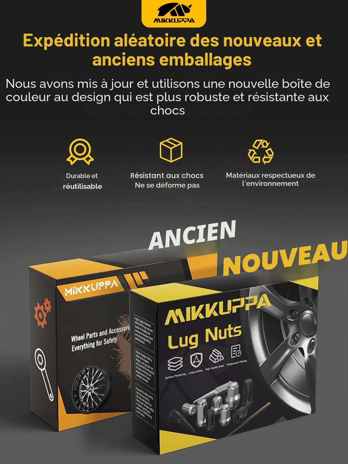 MIKKUPPA Écrous de roue M12 x 1,5 - SW19 de rechange pour Ford Fusion, Focus, Escape, Fiesta, 20 pièces monobloc chromé OEM Factory Style Bulge Acorn Seat