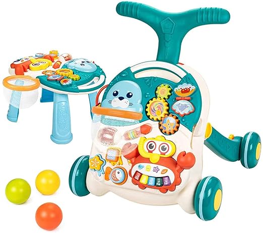Prakal Baby Walker Sit-to-Stand Learning Walker Baby Walker Kids Activity Center, Entertainment Table Lights & Sounds, Music, Educational Push Toy for Babies, Toddlers