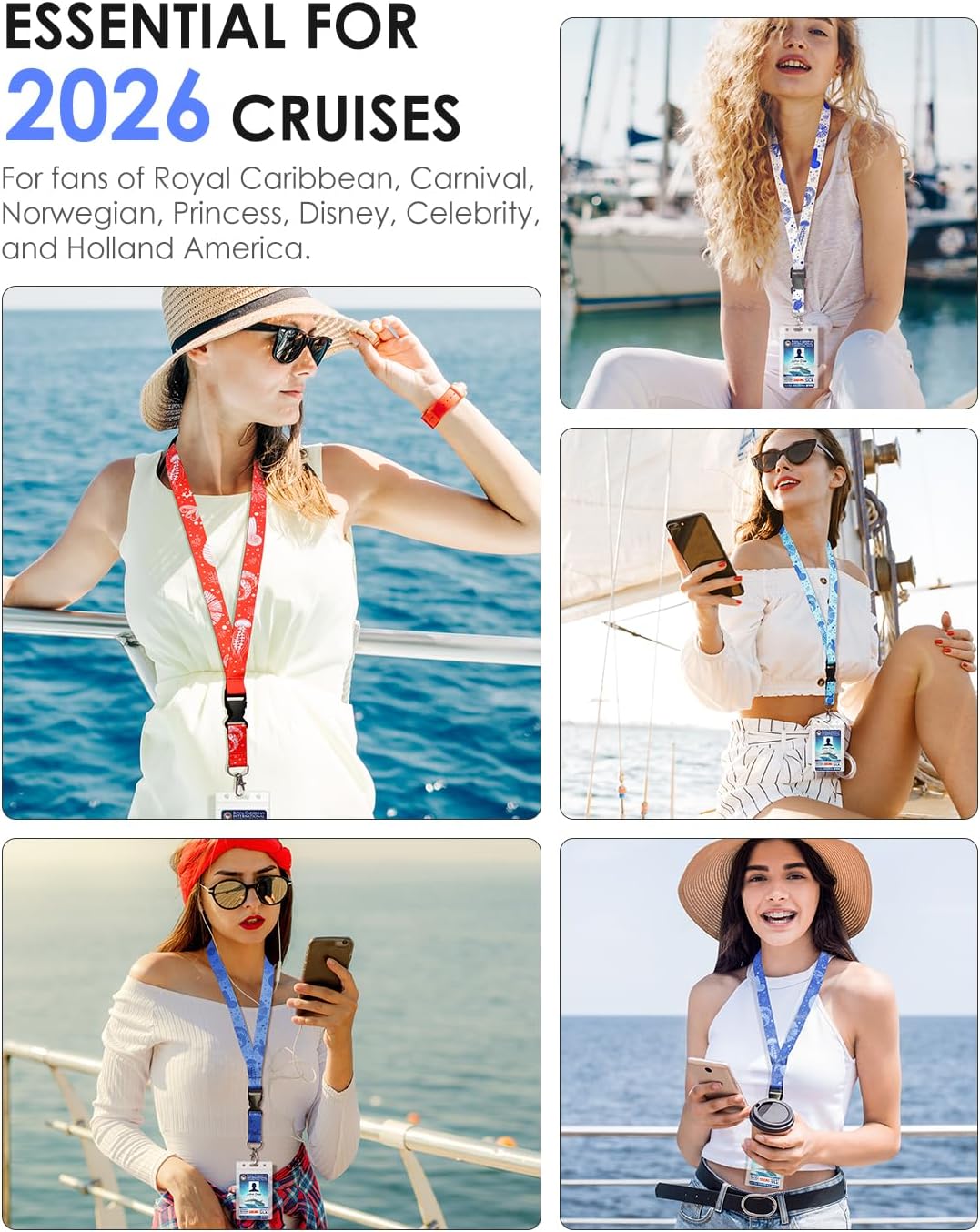 5 Pack Cruise Lanyard for Ship Cards, Cruise Ship Lanyards with Waterproof ID Badge Holders for All Cruise, Cruise Ship Essentials for Royal Caribbean, Carnival, NCL Cruise 2026 (Light Blue) - Image 2