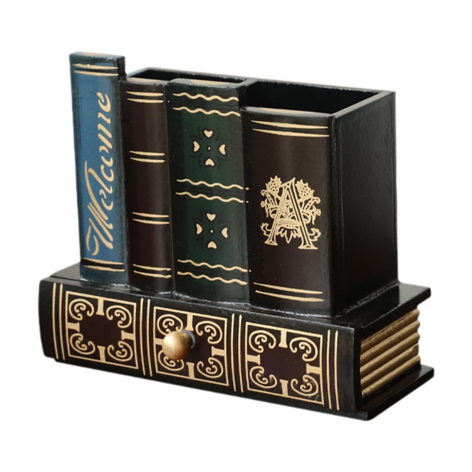 Porte-stylo livre vintage et rangement de bureau rétro en forme de dictionnaire lettre A
