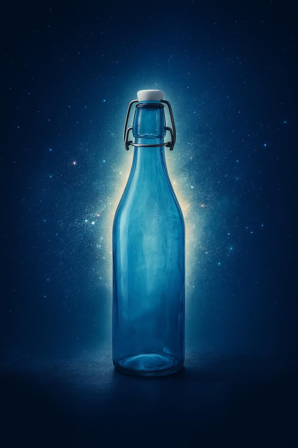 thumbnail: KWARE Glazen Fles 1 Liter Met Swing-top Dop – Vintage Stijl Voor Likeur, Olie, Sap | Blauwe Bierfles