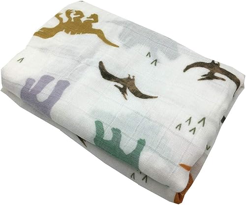 Miniatura 7 de Mantas de muselina de algodón orgánico para bebés, ropa de cama, toalla para envolver bebés, sobres multifuncionales, estampado de dinosaurio para