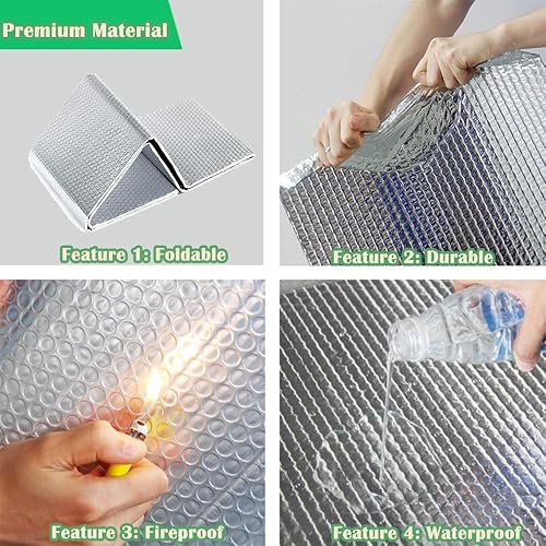 Miniatura 4 de Aislamiento reflectante para ventana, aislamiento de caravana de 24 x 10 pies para mantener el calor, doble aislamiento reflectante ignífugo B2,