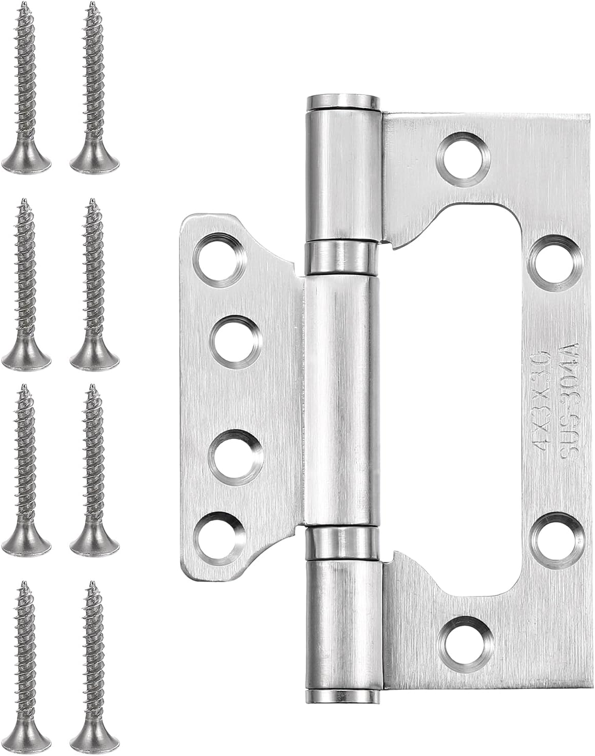 uxcell 12Pcs 4x3 Inch Door Hinges Non-Mortise No Noise Stainless Steel Bifold Door Hinges with Mounting Screws Brushed Surface for Furniture Window, Gold