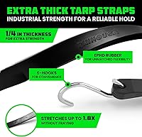 Vista 2 de Correas elásticas de goma Rhino USA resistentes para exteriores con ganchos ajustables (paquete de 12) Correas variadas resistentes al clima