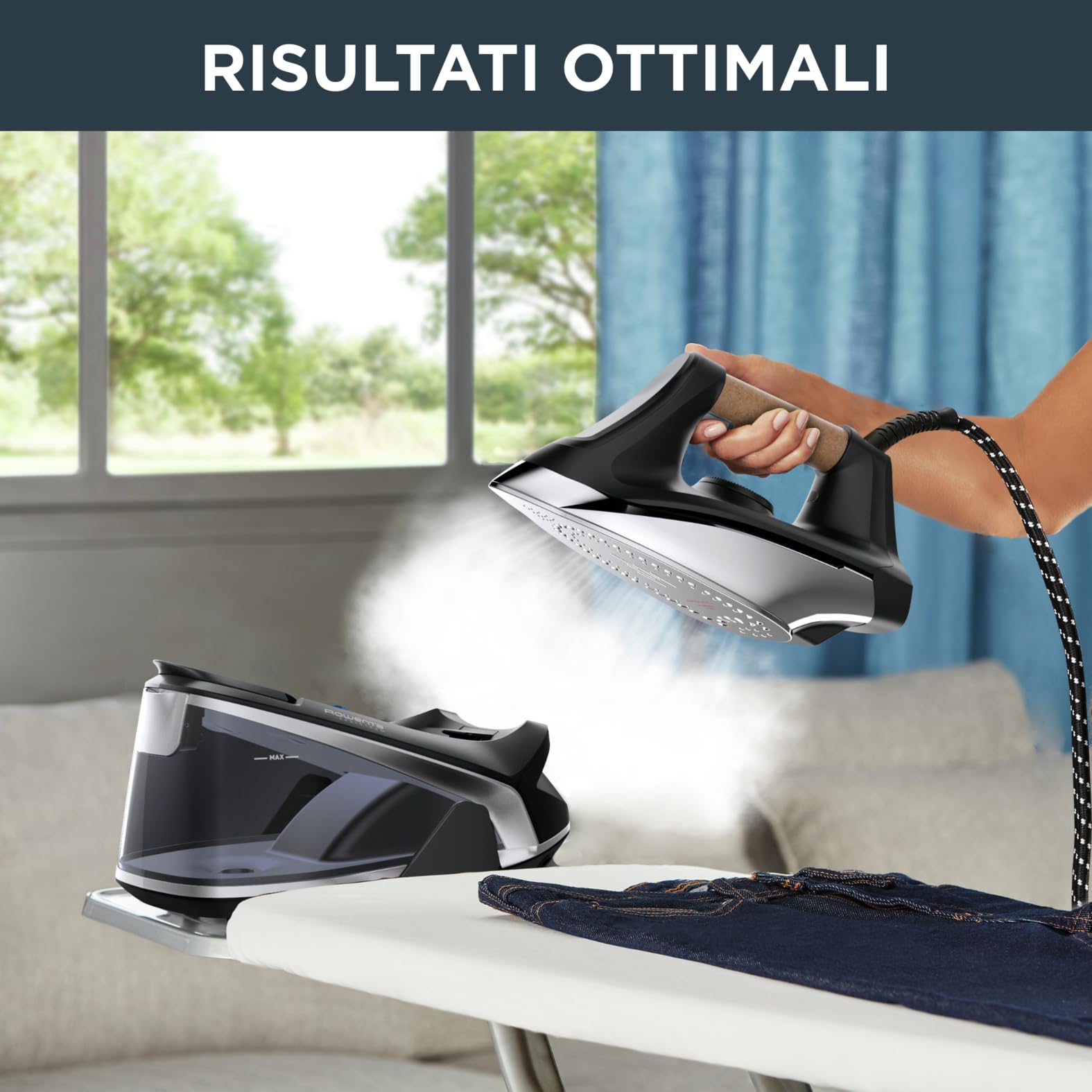 Rowenta Easy Steam Ferro da Stiro con Generatore di Vapore, Colpo di Vapore 210 g/min, 1,4 L, Stiratura Veloce e Efficiente VR7361