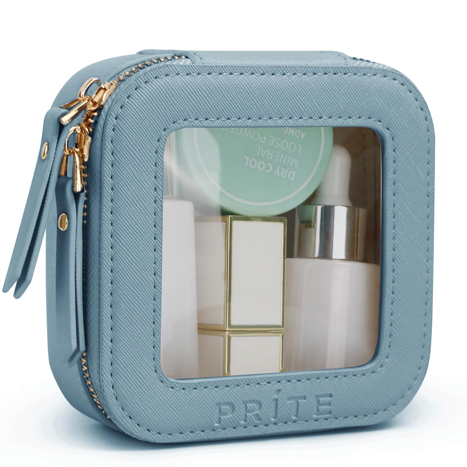 Prite Clear Makeup Bag with Gift Box Waterproof Cosmetic Case Travel Toiletry Bag Car Essentials with Double Zippers (Beige) — view 18