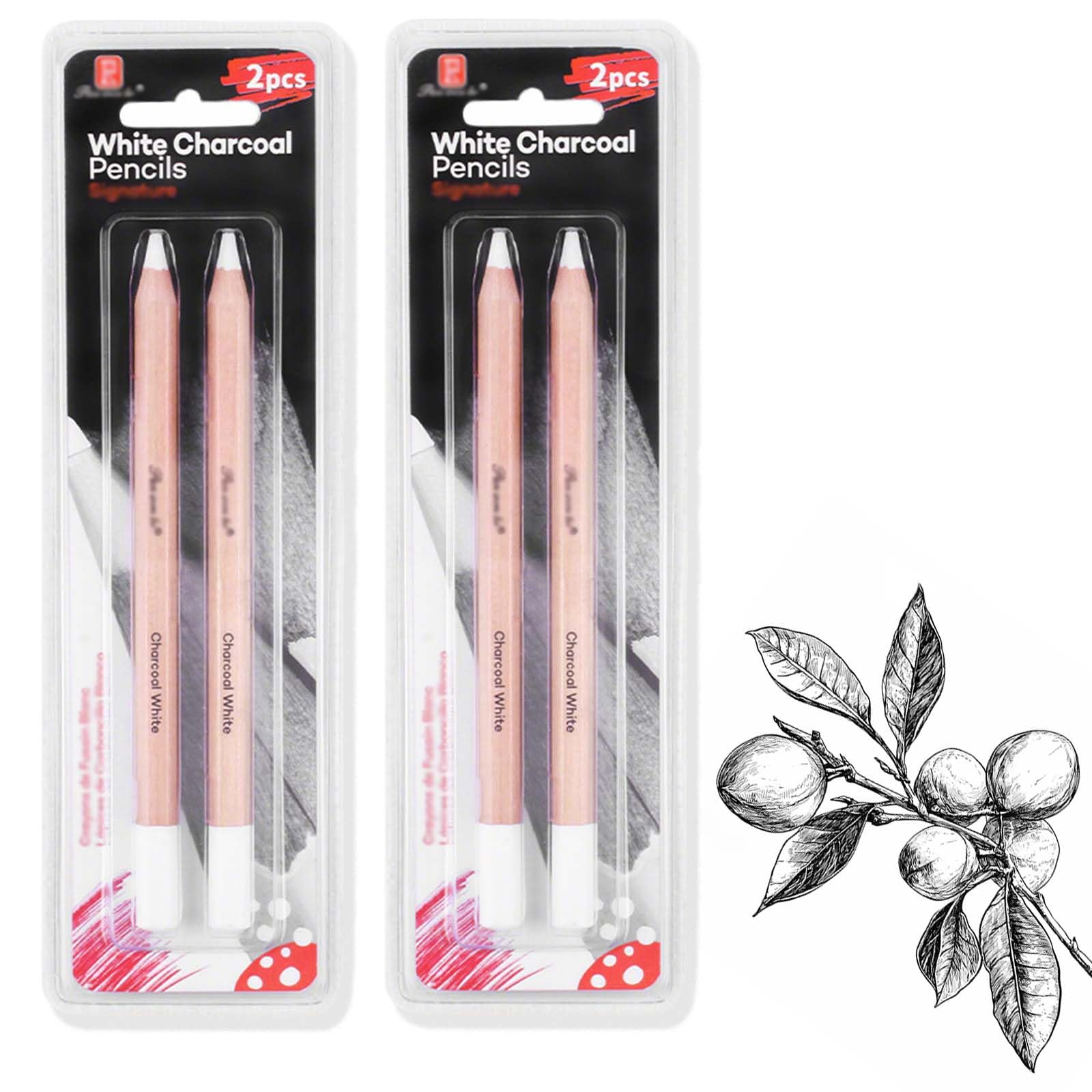 nuneoeuo 4PCS White Charcoal Pencils for Artists, White Pencils for Art