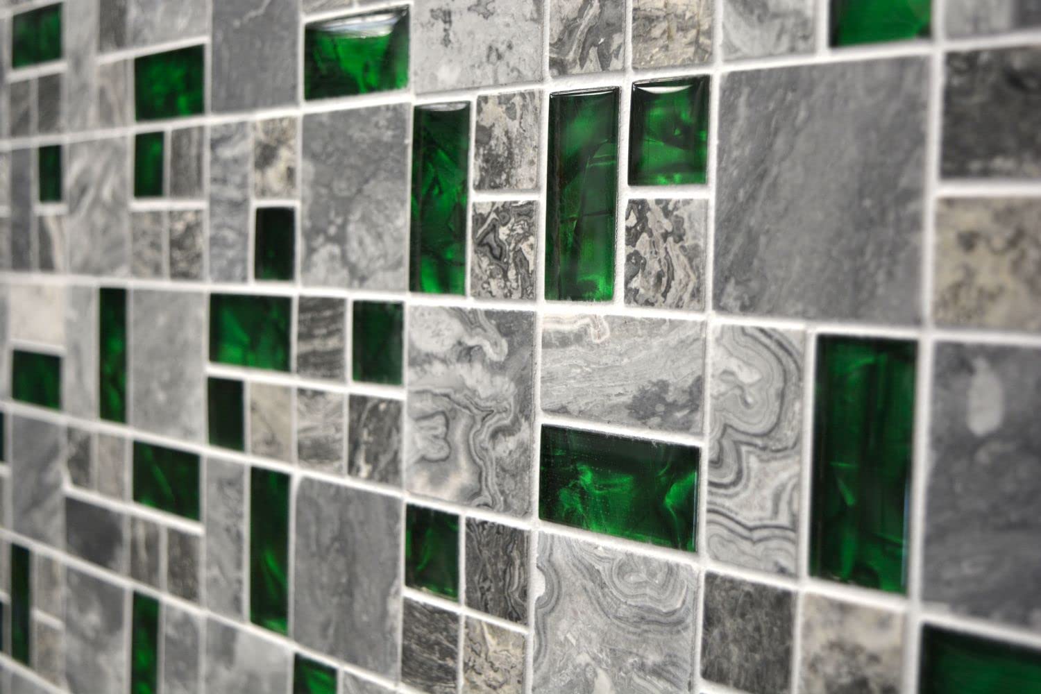 Mosaico in vetro naturale grigio con verde lucido da parete pavimento cucina bagno doccia mosaico mosaico pavimento