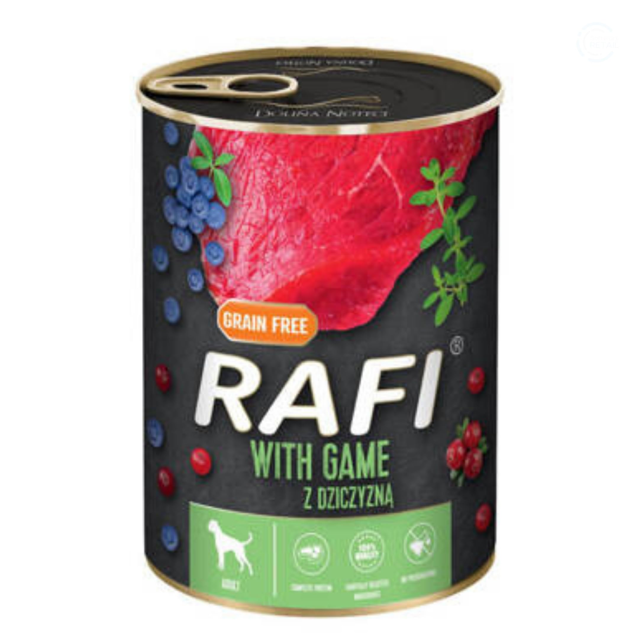 Rafi Complete Wet Dog Food: Meat & Natural Ingredients, Grain-Free, Immune-Boosting Superfoods in Every Flavour! Healthy & Tasty Nutrition for All Breeds! (Game, 400g) — image 1