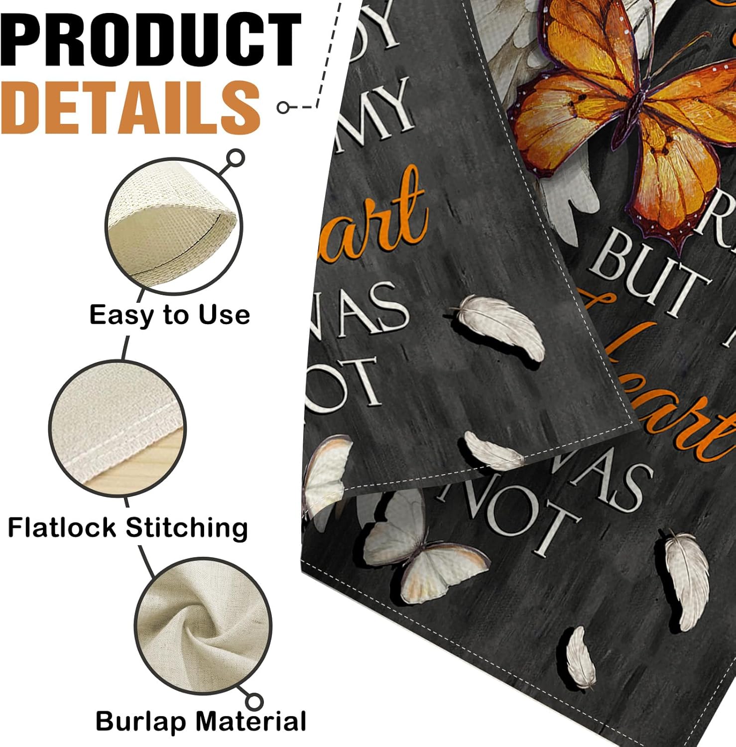 Dyrenson Memorial You Wings Were Ready But My Heart Was Not Decorative Garden Flag, Butterfly Cemetery Yard Outside Home Decoration, Burlap Outdoor Small Decor Double Sided 12 x 18 - Image 4