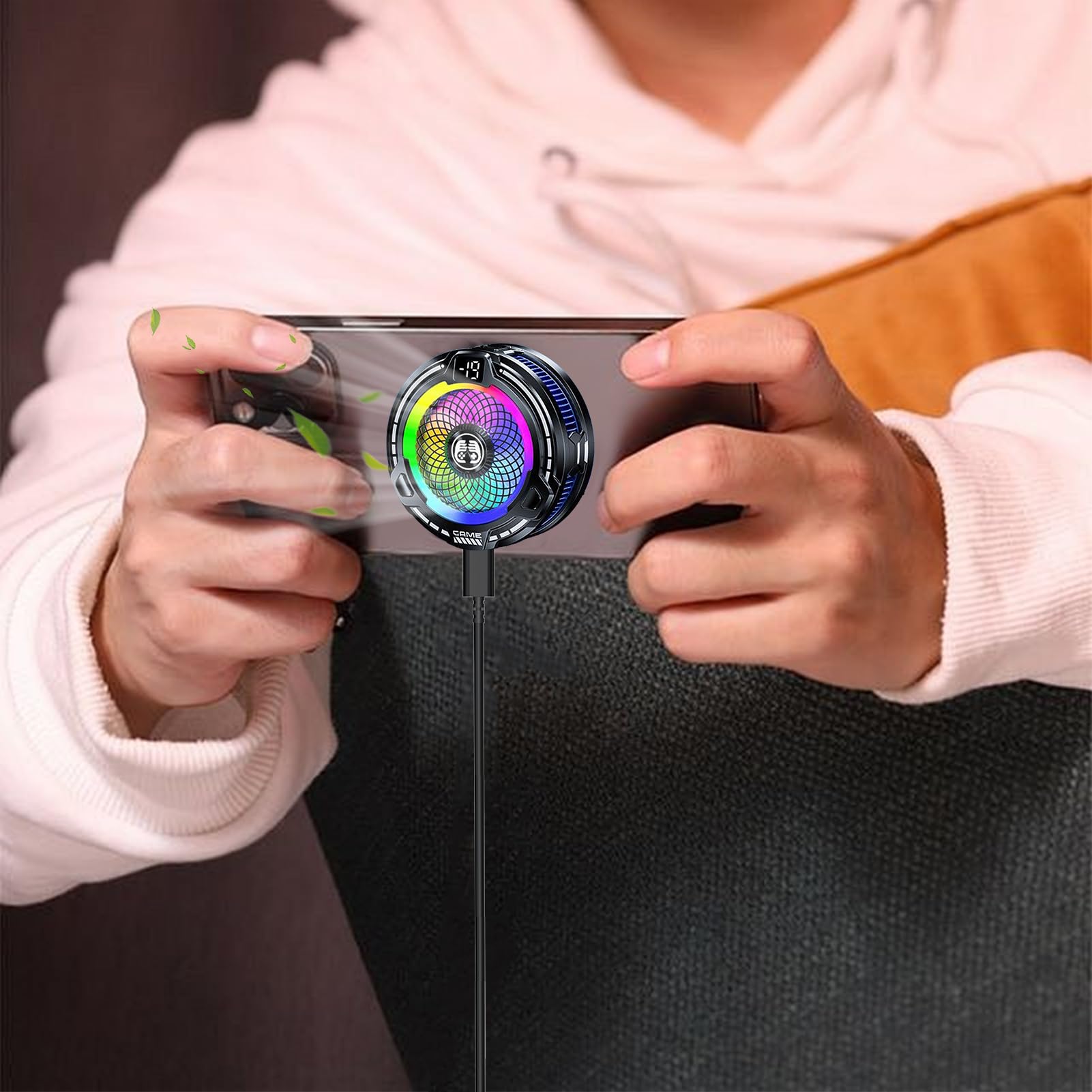 Telefonkühler - Einstellbare Geschwindigkeit Heizkörper für Smartphones und Tablets, schneller Kühlventilator, Outdoor-Vlog, Sommer-Hitzeschutz mit leisem Luftstrom, tragbares kompaktes Gerät für