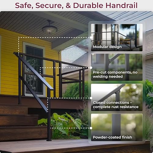 Miniatura 9 de Barandales de exteriores para escaleras, hierro forjado color negro (2 escalones)