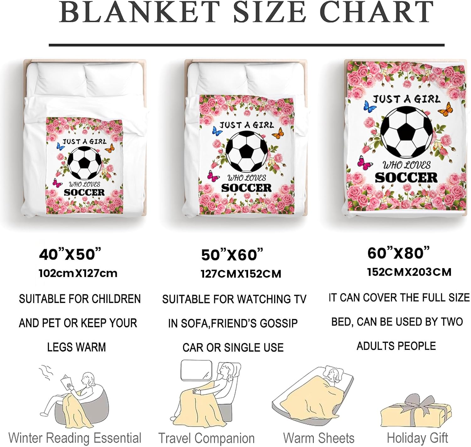 Soccer Blanket Gifts for Girls Blankets and Throws Bedding Ball Stuff Plush Flannel Soccer Gifts for Girls Teens Kids Adults Room Decor Party Decorations 50"X40" - Image 4