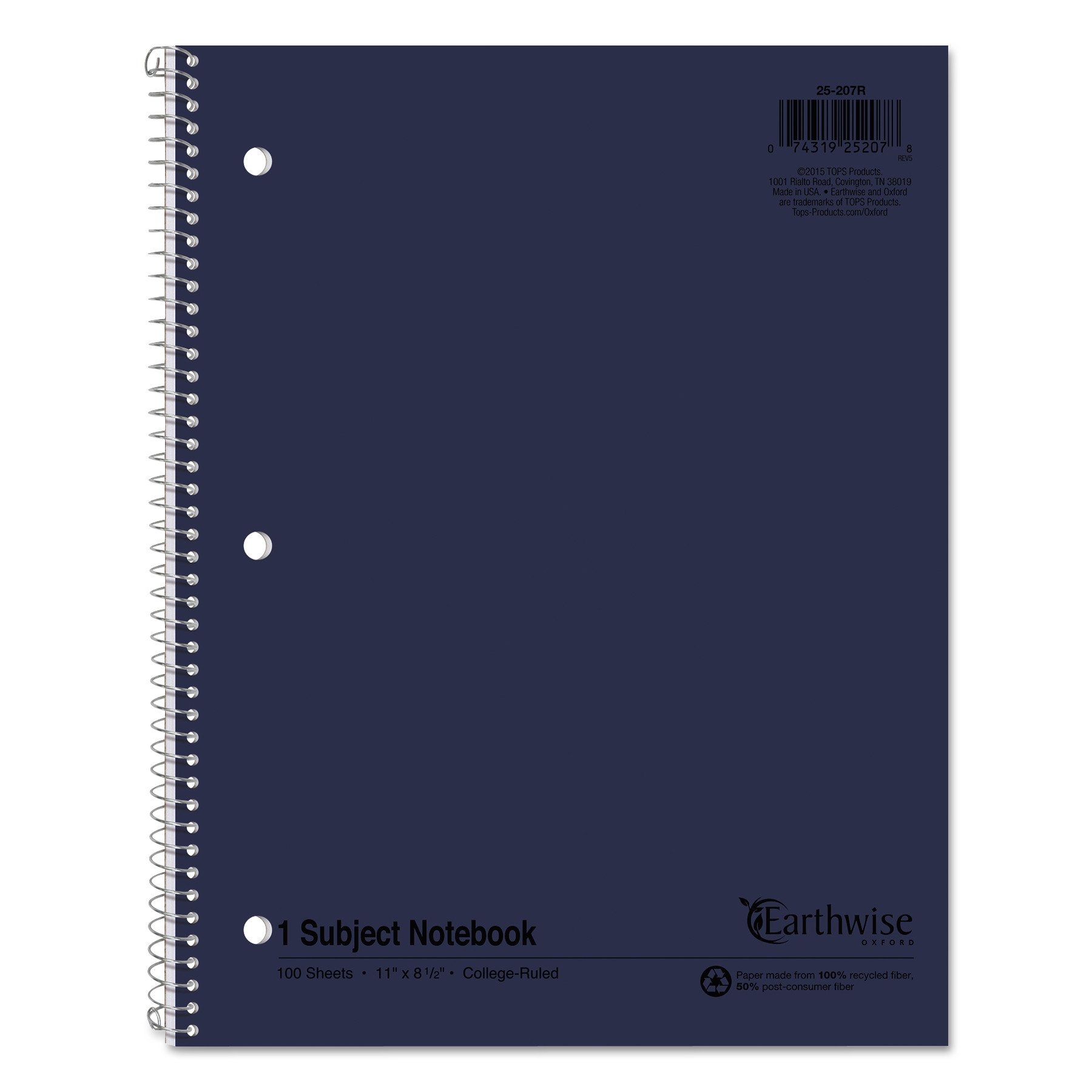 Earthwise by Oxford 25207 Recycled 1-Subject Notebooks, 11 x 8 1/2, WE, 100 SH